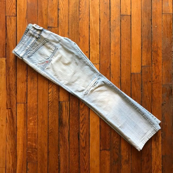 Vintage Y2K Diesel 2002 Made in Italy Women Blue White Distressed Low Rise Jeans - Picture 2 of 4